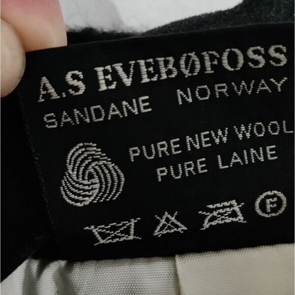 Vintage Fjord Norway AS Evebososs Wool Elegant Cream Black Cape Fringe Sz 38/SM - Picture 8 of 9